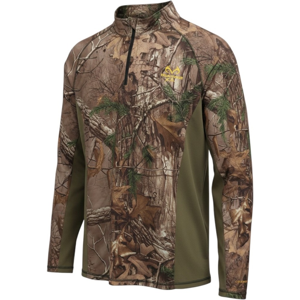 RealTree Men's 2XL Green Camouflage Long Sleeve 1/4 Zip Scent Factor PT 5007